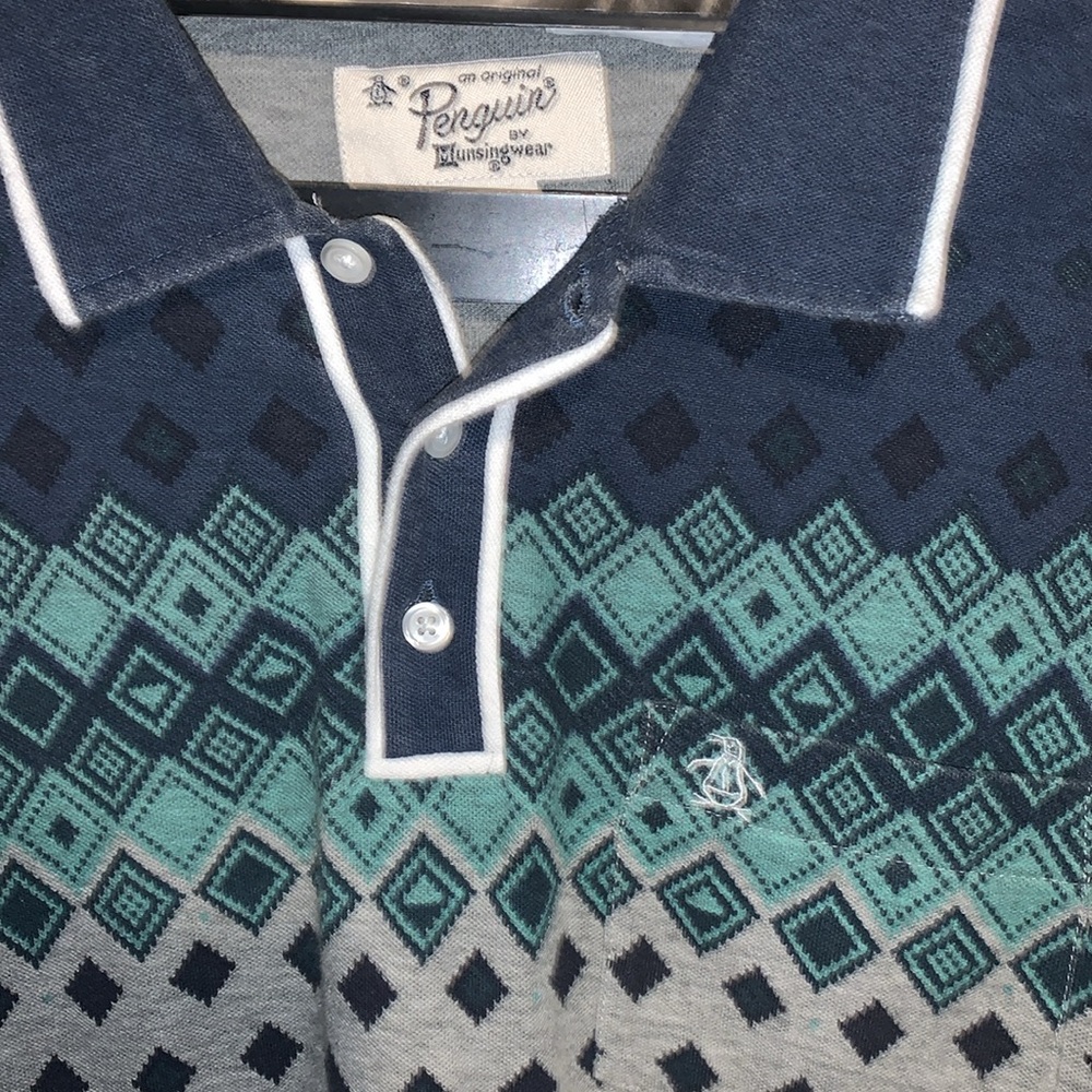 Penguin Retro Patterned Polo With Contrasting Tri… - image 3
